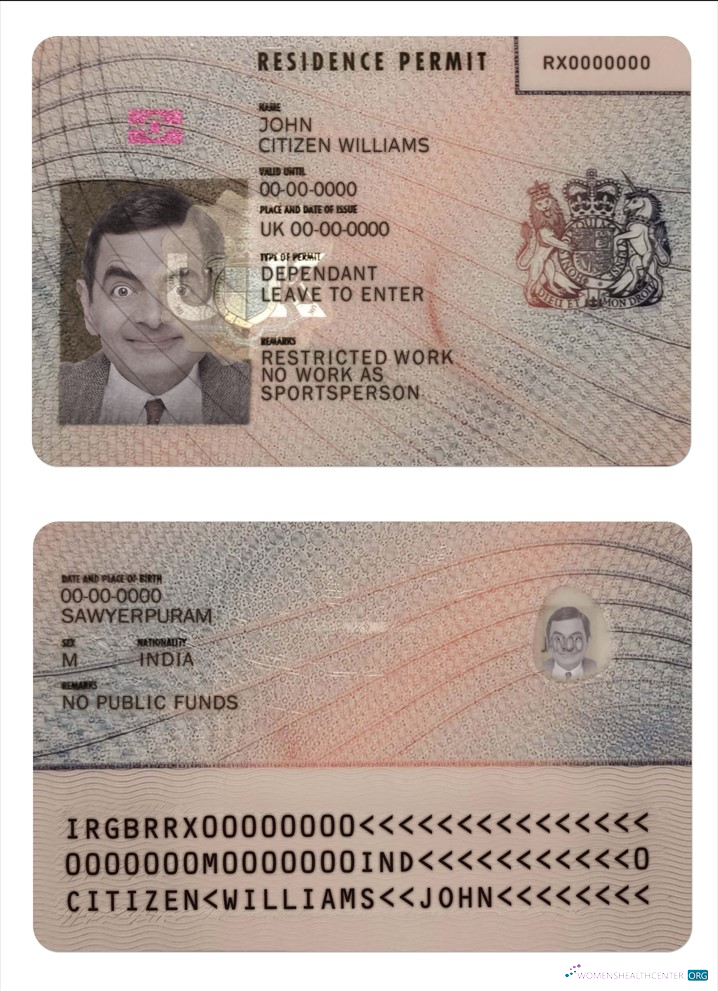 Download United Kingdom residence permit Photoshop template